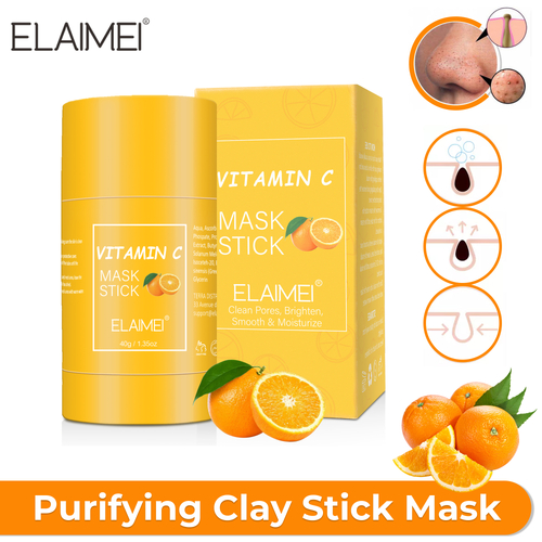 Elaimei Purifying Clay Stick Mask Oil Control Anti-Acne Vitamin C Solid Fine Skin Acne