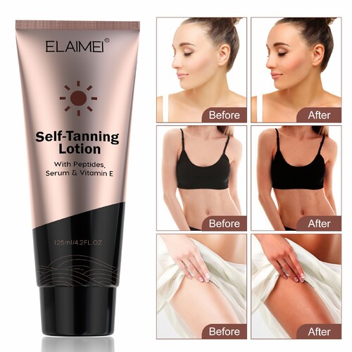 Elaimei Self Tanning Lotion Natural Tan Dark Bronze Action Argan Oil Jojoba Aloe Cream Light Medium Dark