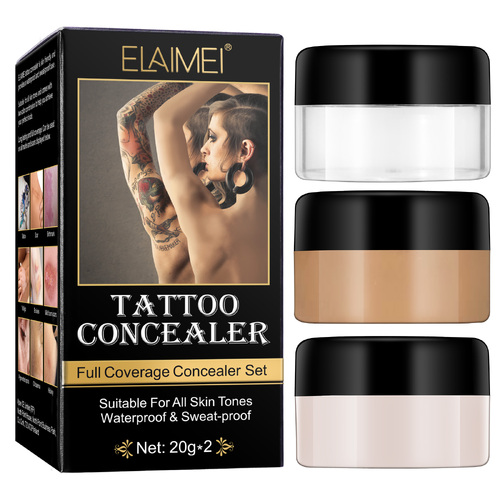 ELAIMEI Tattoo Concealer Full Cover Up Set Body Skin Dark Spots Scars Birthmark Makeup Waterproof Cream 20g