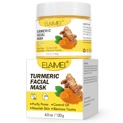 Elaimei Turmeric Clay Face Mask Facial Skin Oil Control Treat Acne Dark Spots Deep Pore Cleansing Refining Pimple