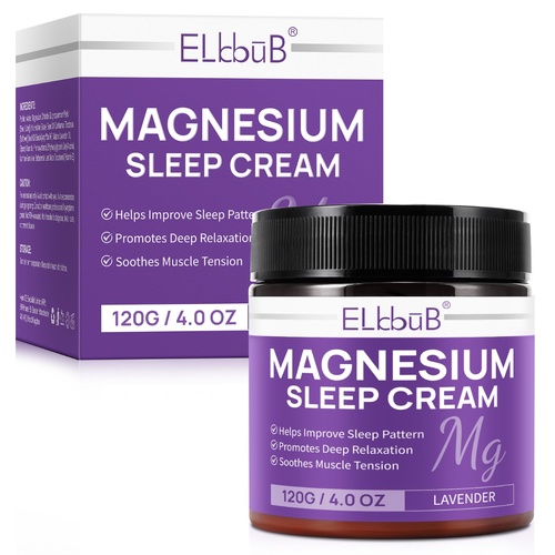 ELbbuB Magnesium Cream Muscle Tension Relief Support for Sleep Leg Cramps Body Lotion Skin Relaxation Pain Natural, 120g