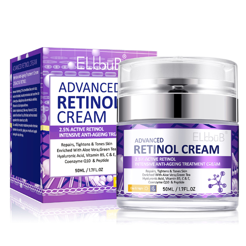 Elbbub 2.5% Retinol Face Cream Anti Aging Treatment Moisturizing Wrinkle Remover Intensive Skin Care Fine Line Repair Day Night Care Lifting