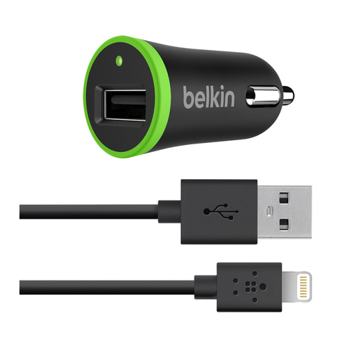 Belkin BOOST UP Car Charger with ChargeSync Lightning Cable for Apple Devices 2.4A, 12 Watt, Black