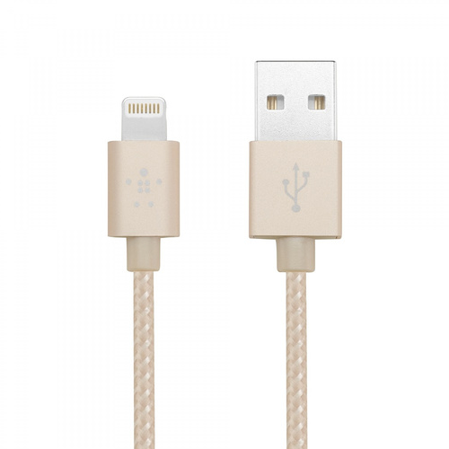Belkin MIXIT UP Metallic Lightning to USB ChargeSync Cable, 1.2m, Gold, iPhone 5 5S 6, IPad 2, iPod Touch 5