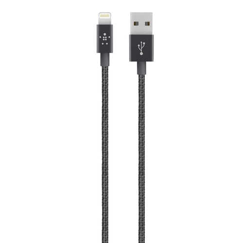 Belkin F8J144bt04-BLK MIXIT Lightning to USB Charge Sync Braided Cable 1.2m Metallic Black