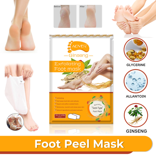 Aliver Ginseng Exfoliating Milky Foot Peel MASK Soft Feet Hard Dead Skin Remover Smooth Socks Peel Off Calluses Baby Soft Smooth Touch Feet Spa (Pair)