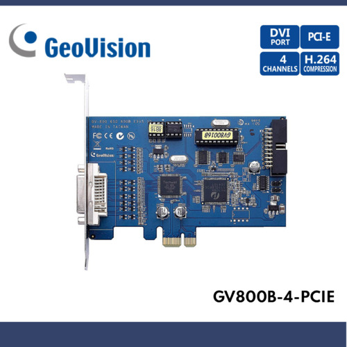GeoVision GV-800B, 4-Channel Analogue DVR Capture Card, PCIE x1, DVI Input, 4 Channel Audio Input. Includes GeoVision Software
