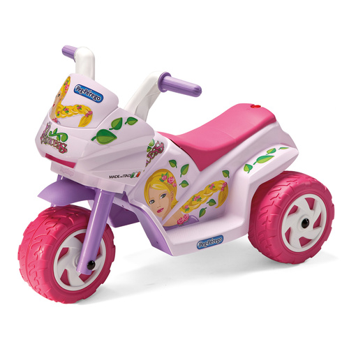 Peg Perego Mini Princess Kids Electric Motorbike Ride-On Tricycles with 6V/25W Engine White Pink