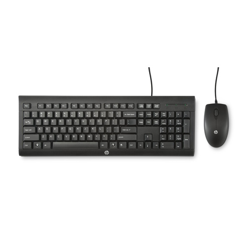 HP C2500 Keyboard Mouse Kit, USB Wired Desktop Keyboard with Optical 1200DPI Mouse Combo, Black