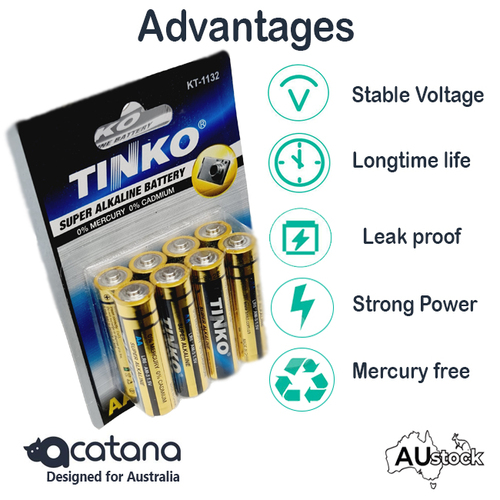 8x AA Alkaline Battery 1.5v Batteries LR6 Tinko Super for Monitor Remote Alarm