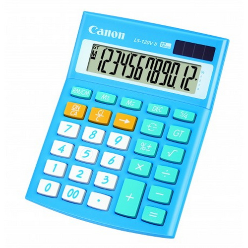 Canon LS-120VII Blue 12-digit Basic Office MIni Desktop calculator, dual powered