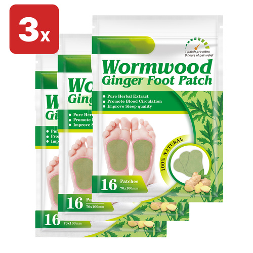 Lovelys Wormwood Ginger Detox Foot Patches Natural Plant Toxin Removal Sticky Adhesive Pads Cleansing, 16pcs