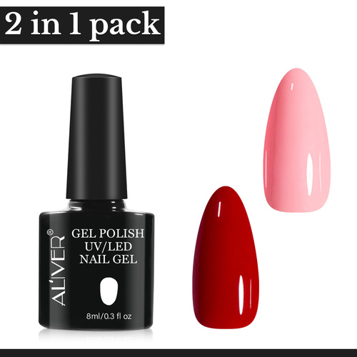 Aliver 2x Gel Nail Polish Manicure Top Base Coat No Wipe Lacquer Art Color