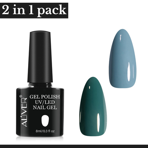 Aliver 2x Gel Nail Polish Manicure Top Base Coat No Wipe Lacquer Art Color