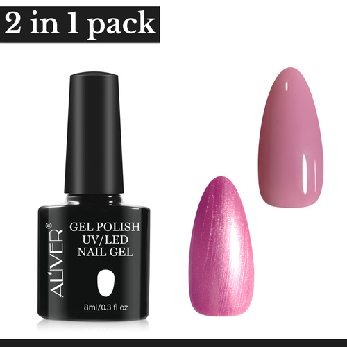 Aliver 2x Gel Nail Polish Manicure Top Base Coat No Wipe Lacquer Art Color