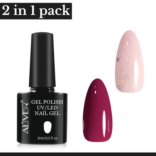 Aliver 2x Gel Nail Polish Manicure Top Base Coat No Wipe Lacquer Art Color