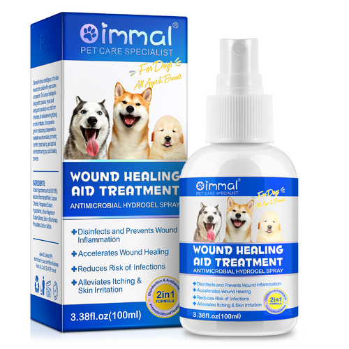 Oimmal Natural Pet Dog Wound Spray Skin Care Gentle Cleansing Bites Scratches Cuts Irritations, 100ml