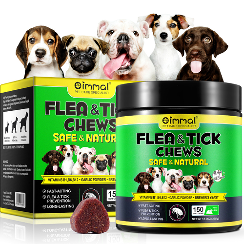 oimmal Flea and Tick Prevention for Dogs Chews Chewables, 150pcs
