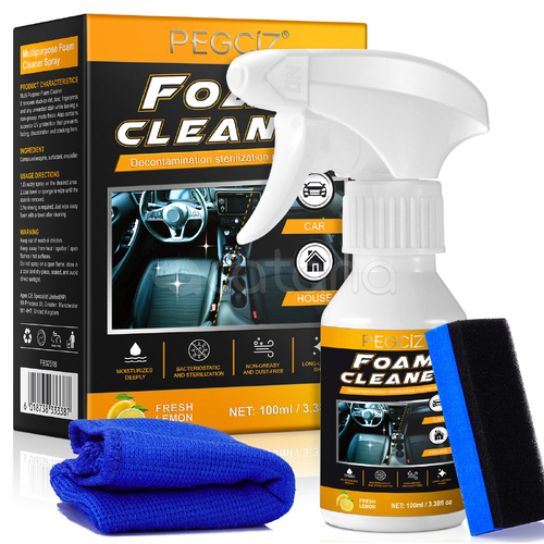 PEGCIZ Car Home Foam Cleaner Kit Cleaning Leather Stain Remover interior Plastic Repair Multi-Purpose with Lemon (100ml)