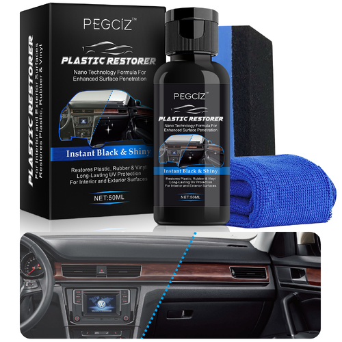 PEGCIZ Car Plastic Restorer Revitalizing Coating Parts Refurbish Interior Agent Auto Plaste Detailing Coat BLACK, 50ml