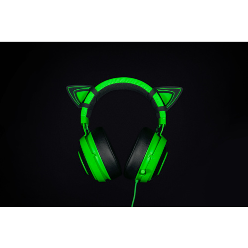 Razer Kitty Ears for Kraken Headsets: Compatible with Kraken 2019, Kraken TE Headsets - Adjustable Strraps - Water Resistant Construction - Green