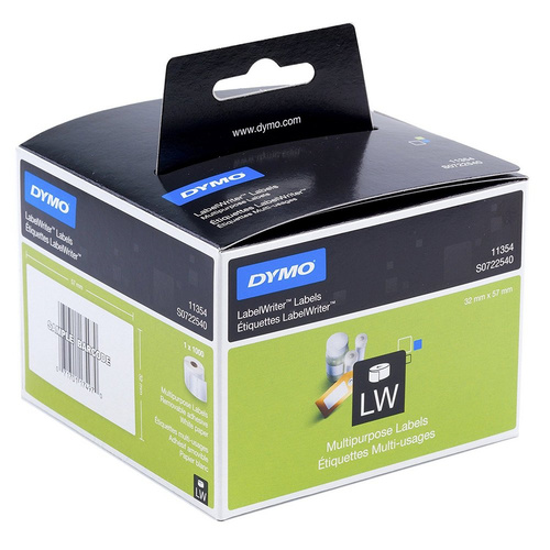 Dymo LabelWriter Multi-Purpose Labels, Self-Adhesive and removable, 57x32 mm, roll of 1000, white