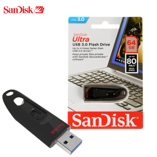 USB Flash Drive SanDisk Ultra CZ48 64GB Memory Stick Pen USB 3.2 Gen1 Black SDCZ48-064G-U46