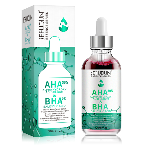Sefudun AHA BHA Face Serum Peeling Solution Exfoliate Acne Spots Aging Blemishes Dark Skin Tone 30% Alpha Hydroxy Acid AHA 2% Salycid Acid