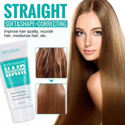Sefudun Protein Hair Straightening Cream Damage Dry Repair Silk Gloss Nourishing Treatment Moisturize Keratin
