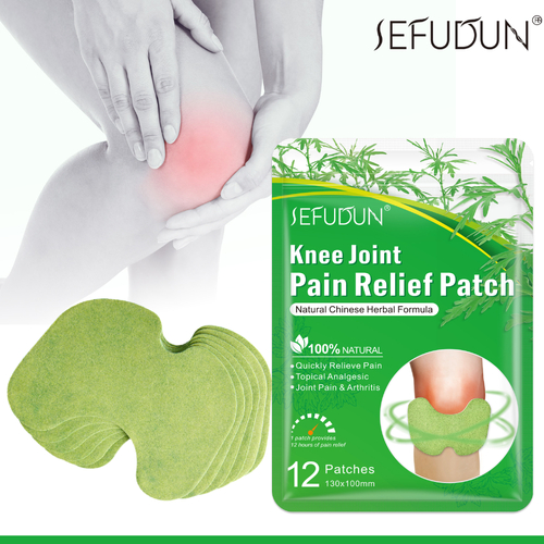 Sefudun Knee Pain Relief Patches Herbal Warming Plaster Joint Ache Sticker Wormwood Extract Pains (12 count)