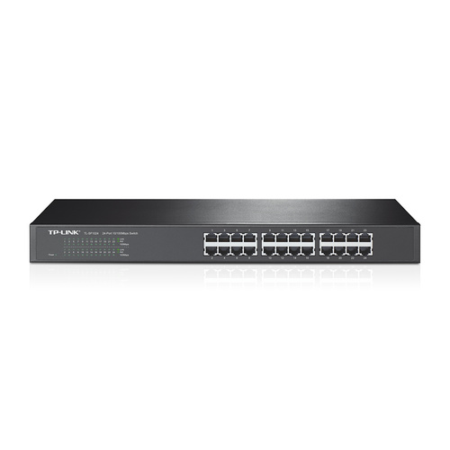 TP-Link TL-SF1024 24-Port 10/100Mbps Rackmount Unmanaged Switch 4.8Gbps with auto MDI/MDIX 1U 19-inch Rack-mountable Steel Case