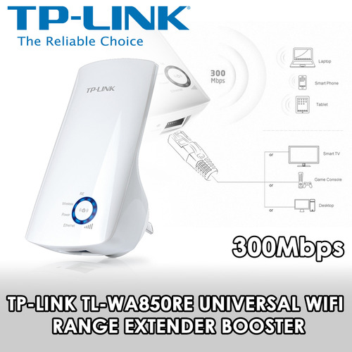 TP-Link TL-WA850RE 300Mbps Universal WiFi Range Extender, Wall-Mounted Design 2.4GHz 802.11n/g/b, 1x10/100 RJ45 Ethernet Port, Easy Setup, Supports Do