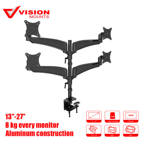 4 LCD Monitor Arm Desk Clamp up to 27" 8KG VESA Vision Mounts VM-LDE144