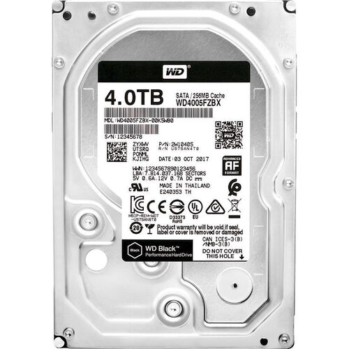 WD Black 4TB 3.5" Internal Hard Drive WD4005FZBX