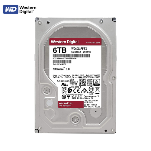 6TB 3.5"  Western Digital Red Pro HDD SATA III, 256MB, 7200RPM NAS Internal Hard Disk WD WD6003FFBX