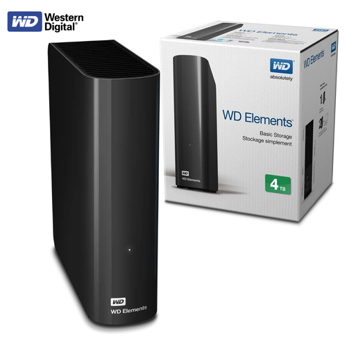 Desktop External Hard Drive Disk 4TB WD Elements HDD Storage USB3.0 Black WDBBKG0040HBK-AESN