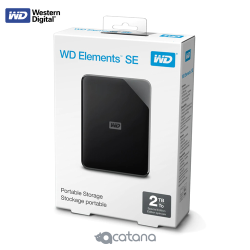 2TB Portable Black HDD WD Elements SE USB 3.0 External Hard Drive Western Digital WDBEPK0020BBK-WESN